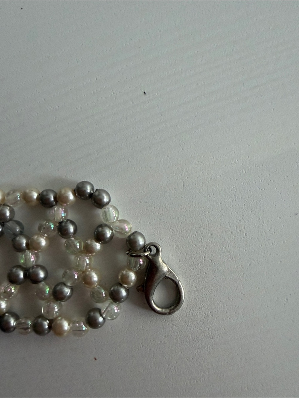 Multi-Strand Pearl and Silver Bead Choker Necklace Vintage Inspired - Picture 4 of 4
